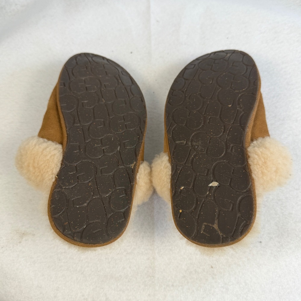 UGG Women Sheepskin Shearling Lined Slippers Slides Tan Size 6 EU 37 - Picture 11 of 11